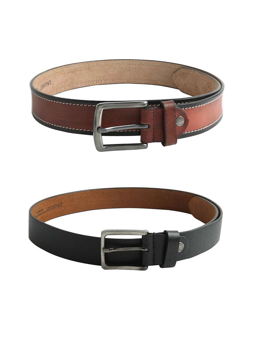 black leather belt pack of 2
