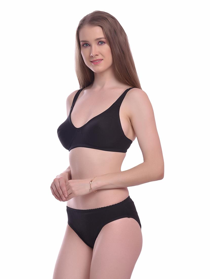 black solid bra and panty set - 18357313 - Standard Image - 2