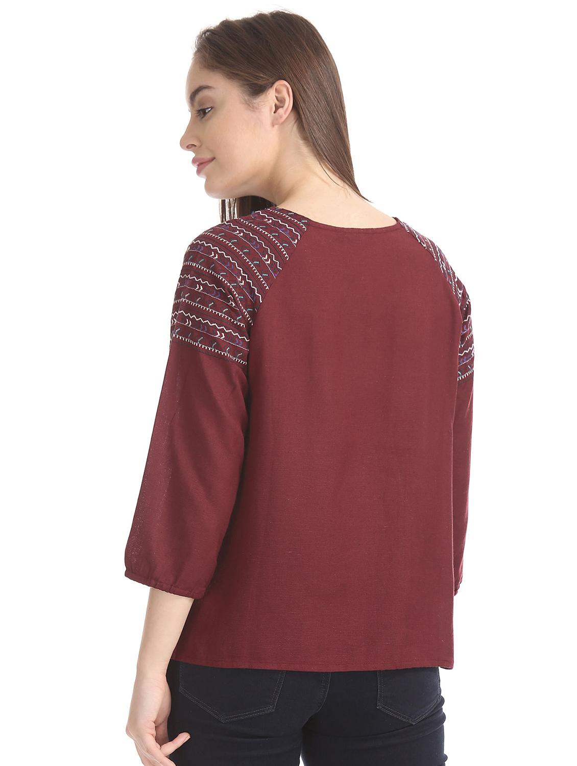 women's straight tie-up neck top - 18357390 - Standard Image - 2