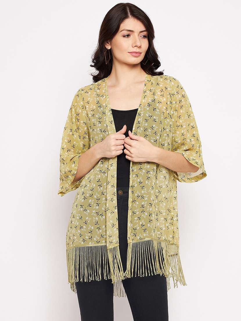 three querter sleeve floral regular shrug