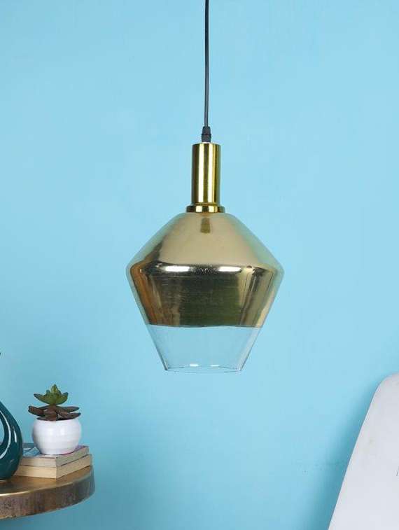 monochormatic gold iron hanging light - bulb not included