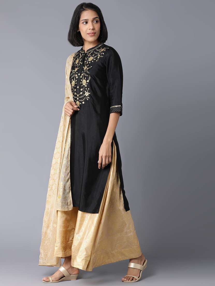 black viscose kurta skirt  set