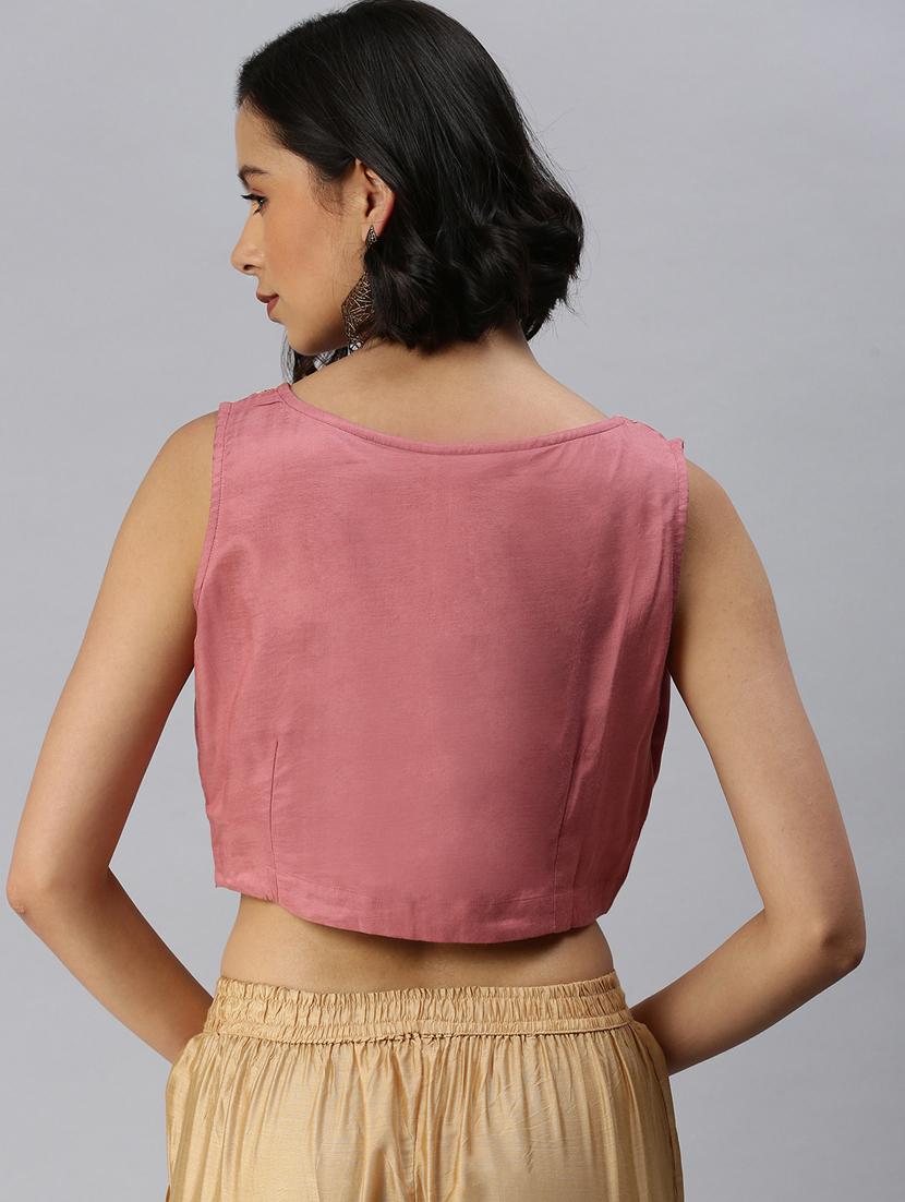 pink viscose embroidered blouse - 18360162 - Standard Image - 2