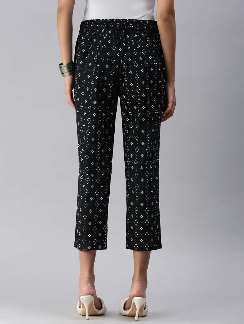mid rise printed straight trouser - 18360198 -  Standard Image - 2