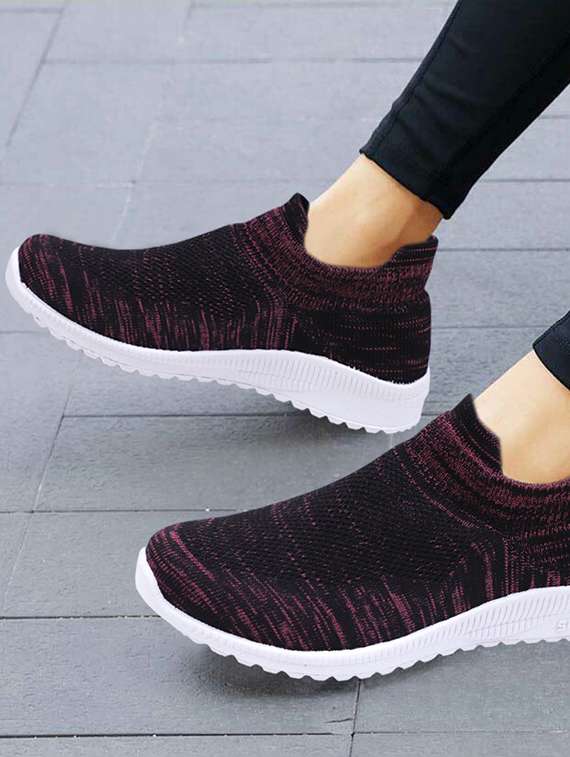 black polyester slip on sports shoes - 18360586 -  Standard Image - 2