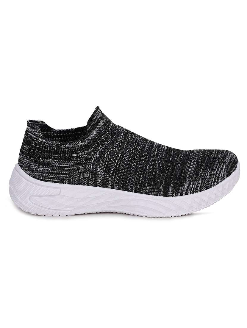 black polyester slip on sports shoes - 18360592 -  Standard Image - 2