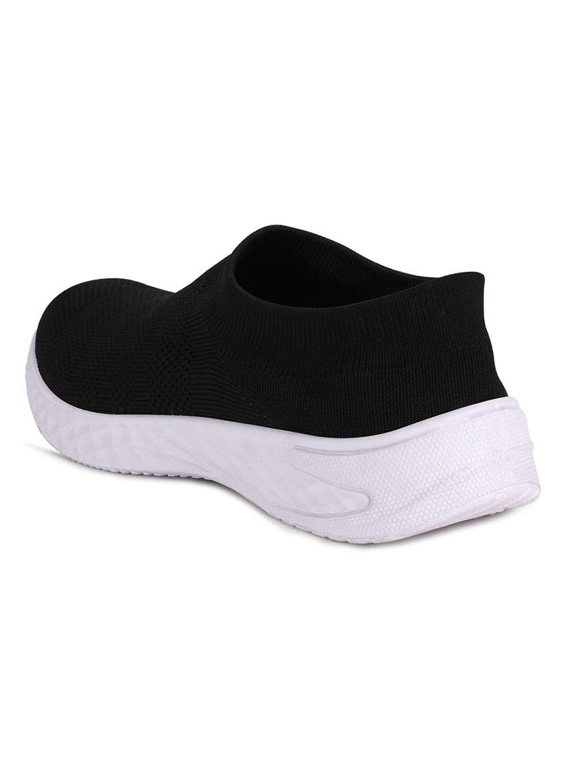 black polyester slip on sports shoes - 18360595 -  Standard Image - 2