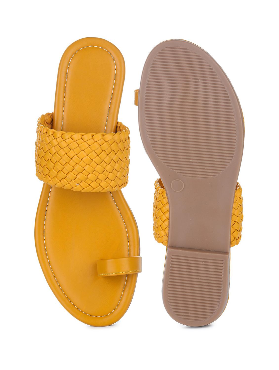 yellow synthetic slip on sandals - 18362275 - Standard Image - 2