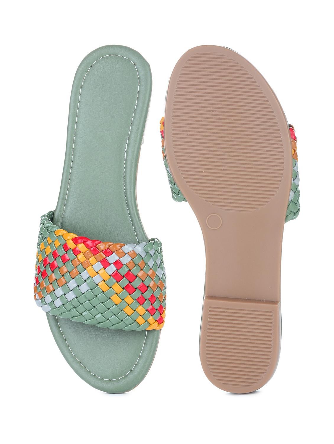 green synthetic slip on sandals - 18362276 - Standard Image - 2