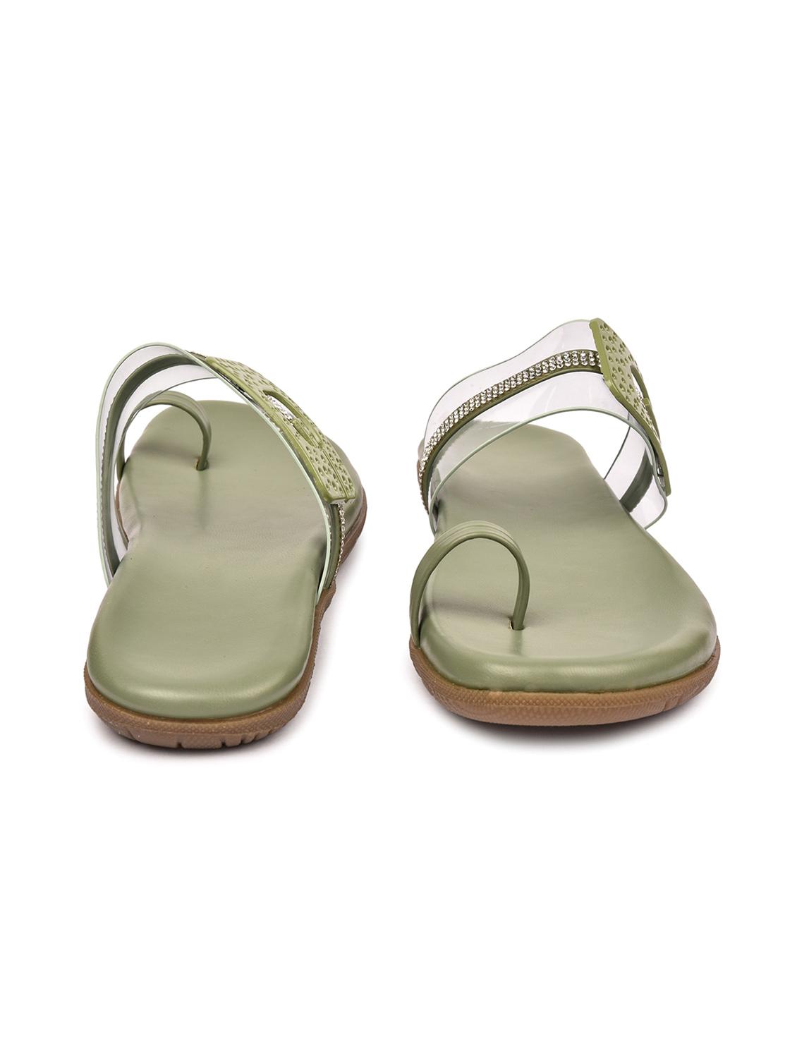 green synthetic slip on sandals - 18362315 - Standard Image - 2