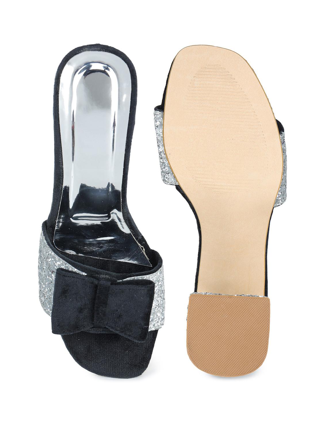 black synthetic slip on sandals - 18362361 - Standard Image - 2