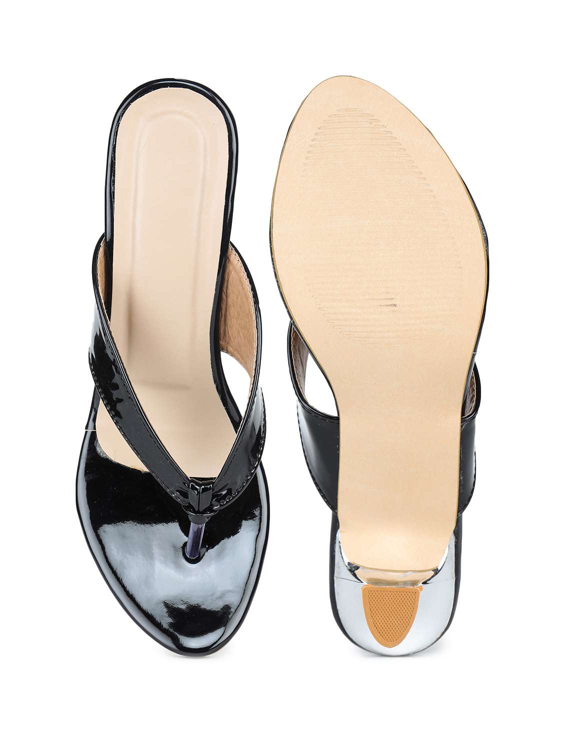 black synthetic slip on sandals - 18362365 -  Standard Image - 2