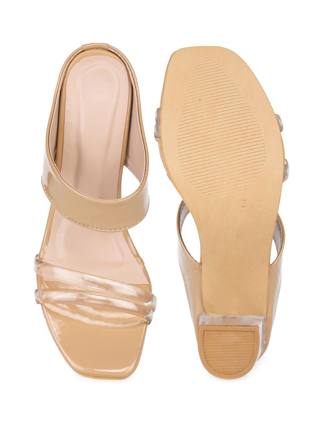 beige synthetic slip on sandals - 18362394 - Standard Image - 2
