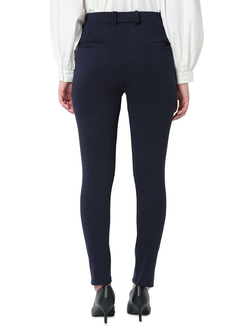 high rise solid flat front trouser - 18362801 - Standard Image - 2