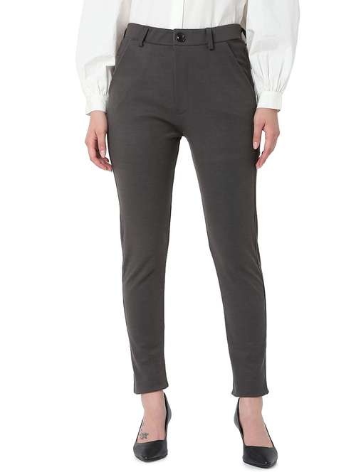 high rise solid flat front trouser  - 18362802 -  Standard Image - 0