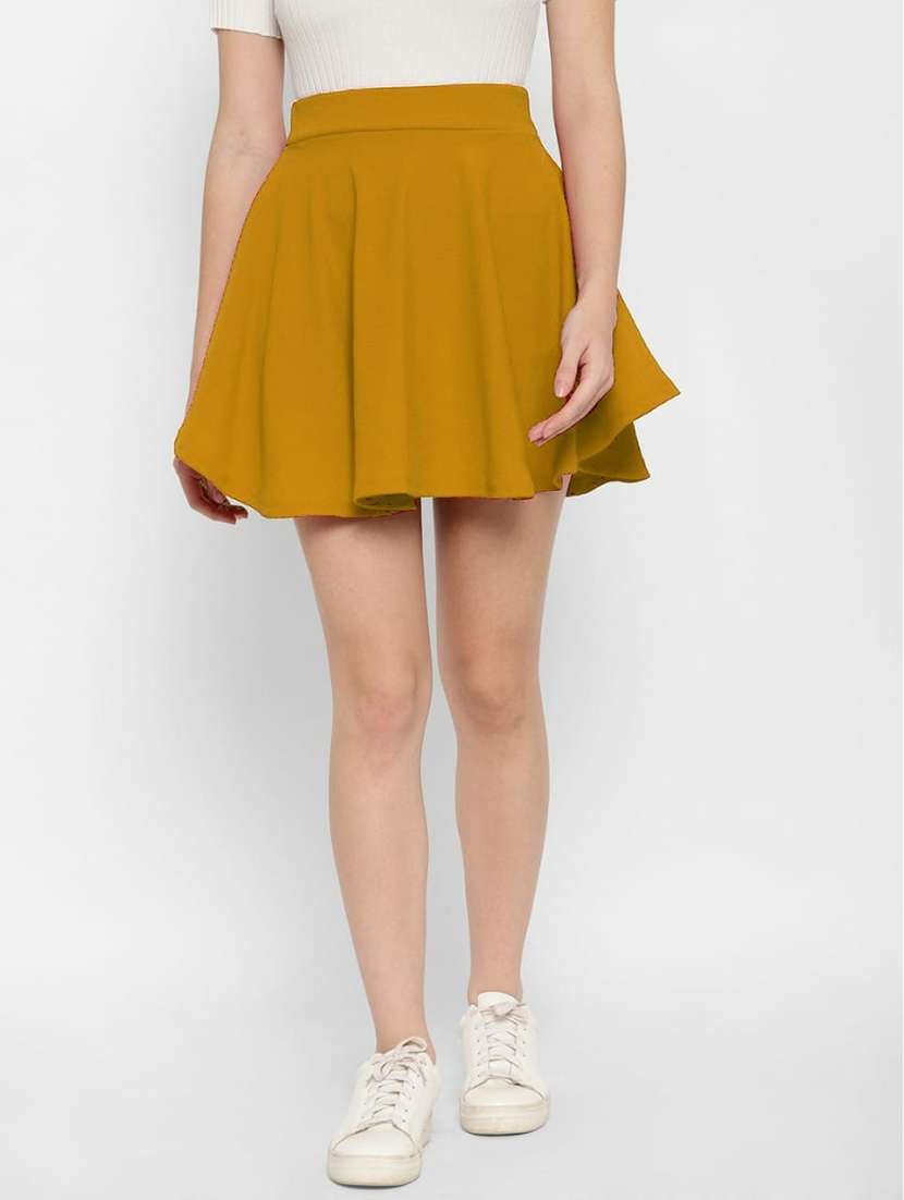 mid rise solid skater skirt