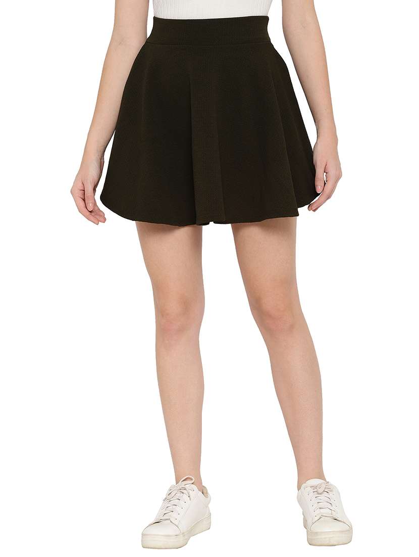 mid rise solid skater skirt
