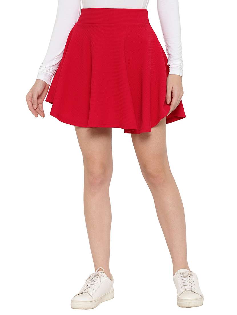mid rise solid skater skirt