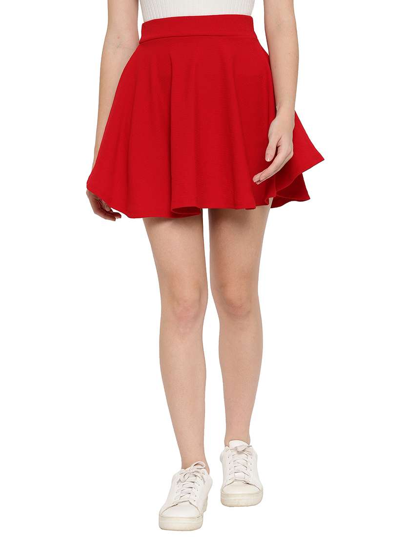 mid rise solid skater skirt