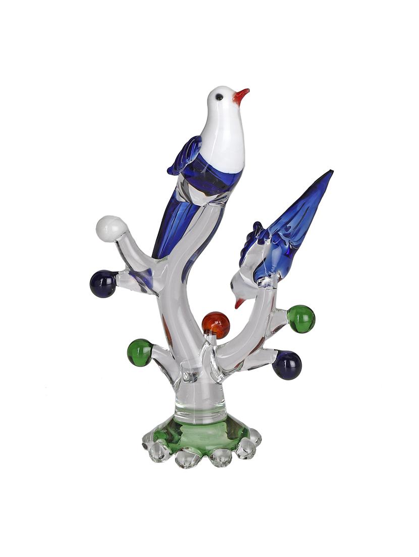 somil crystal shining clear glass natural loving birds pair relaxing on a well-favoured tree (set of 2) - 18364394 - Standard Image - 2