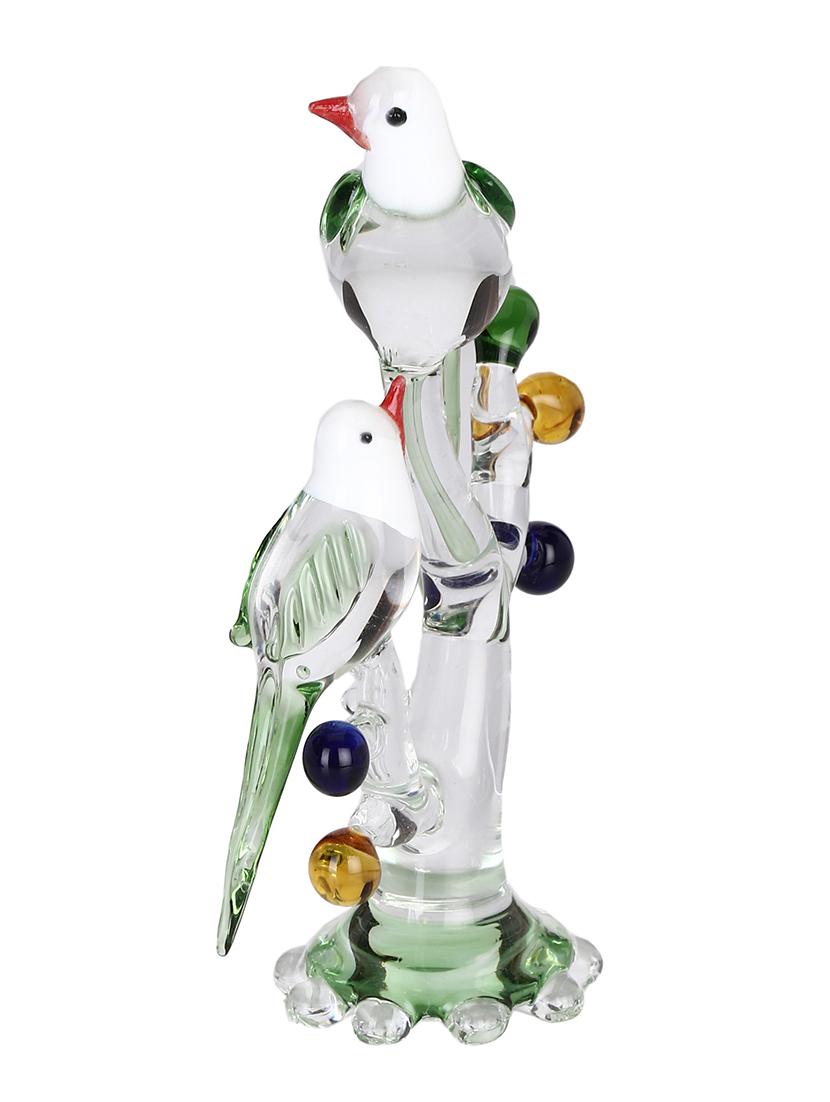 somil crystal shining clear glass natural loving birds pair relaxing on a well-favoured tree (set of 2) - 18364396 - Standard Image - 2