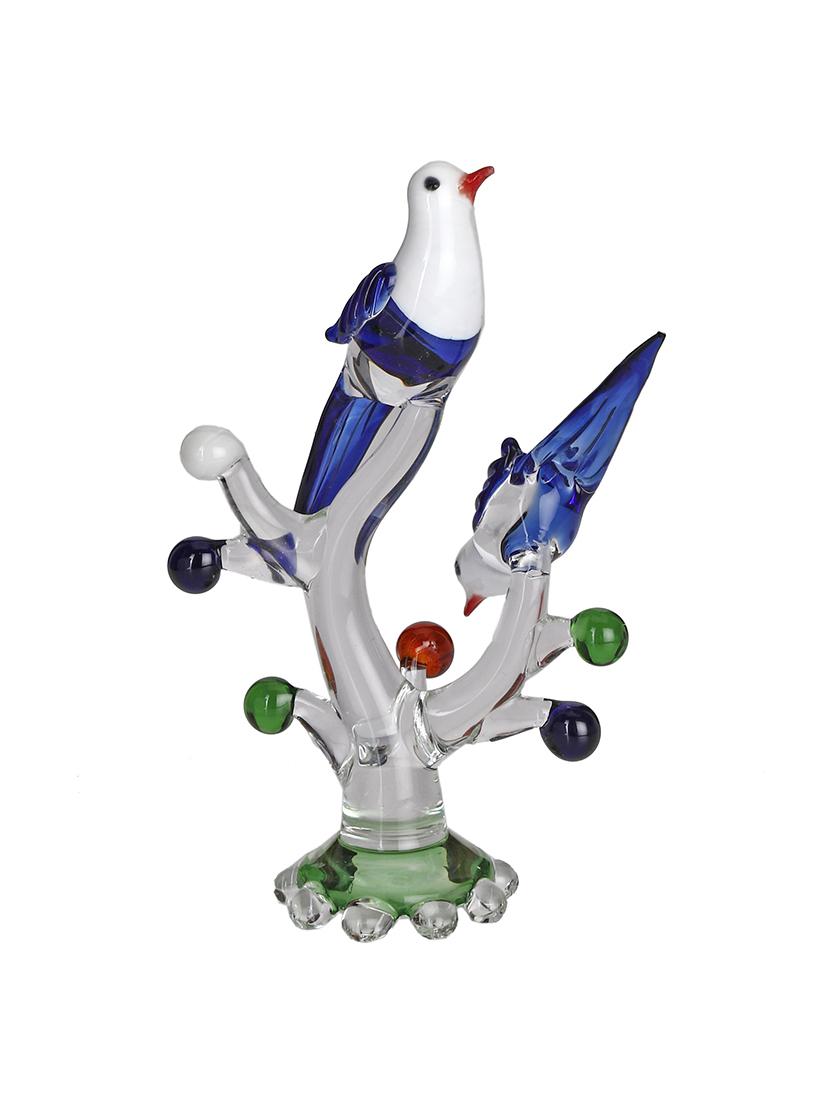 somil crystal shining clear glass natural loving birds pair relaxing on a well-favoured tree (set of 4) - 18364421 - Standard Image - 2