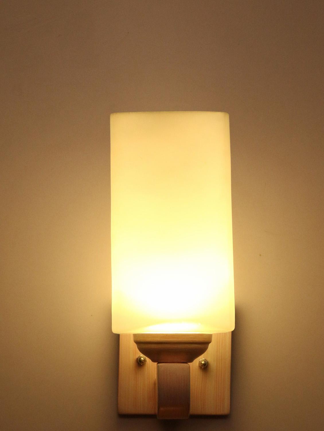 somil led sconce glass wall lamp/light with sweet pink wood fitting, 7 watt -df135 - 18364966 - Standard Image - 2