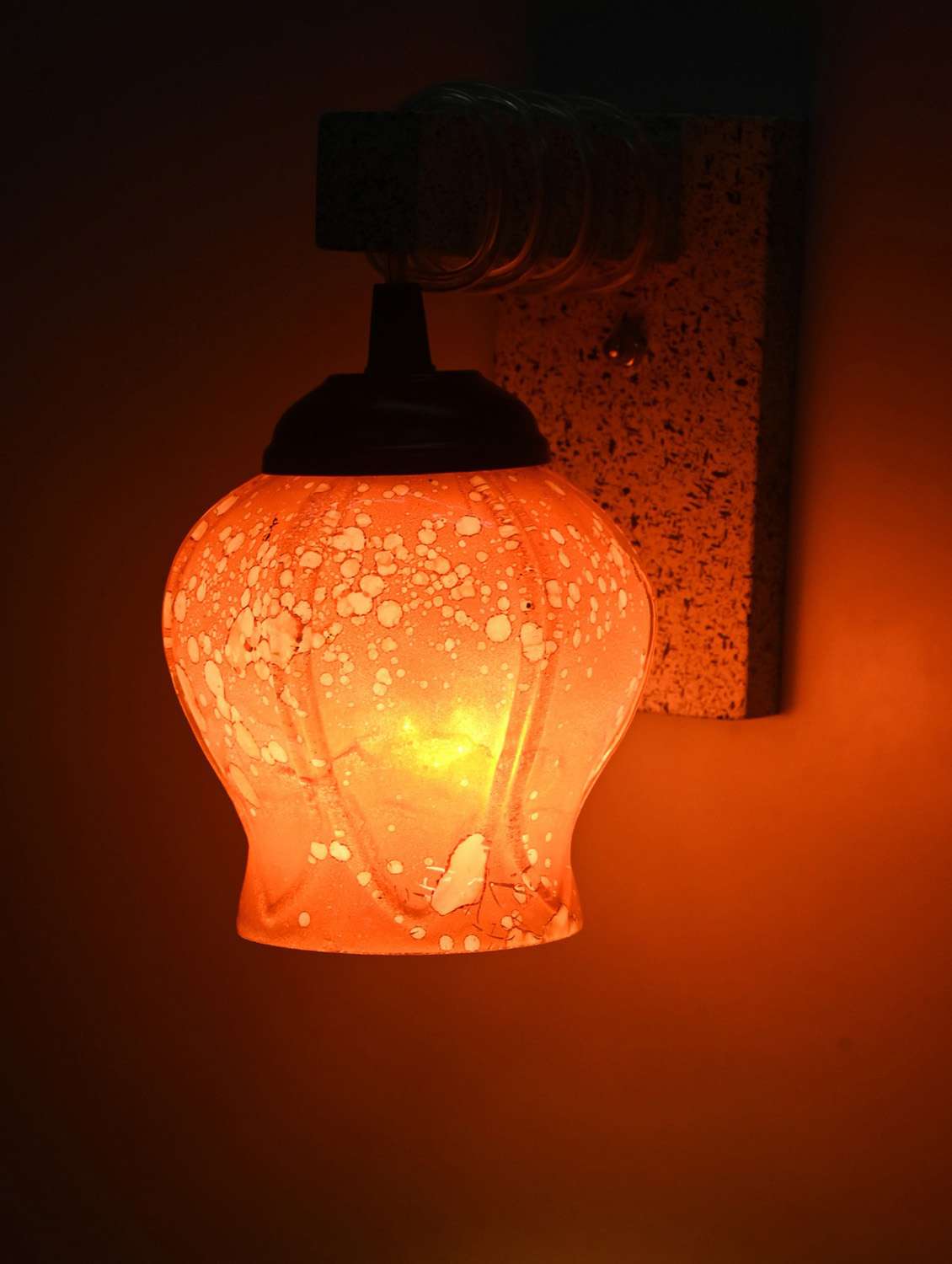 somil designer wood pendant wall light / night lamp of colorful glass shade (set of two)-w69 - 18365036 -  Standard Image - 2