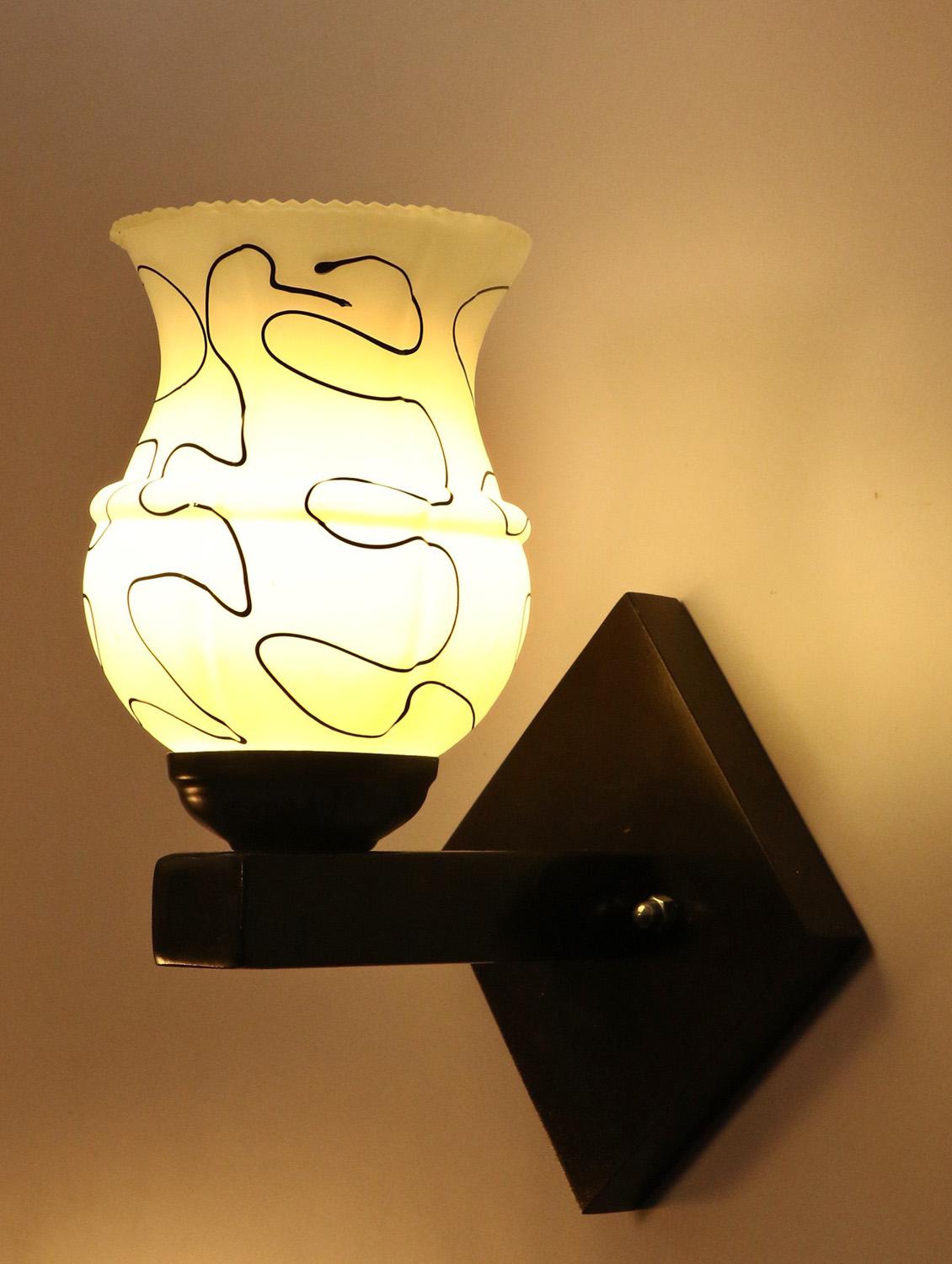 somil flat style designer led sconce wall lamp/ light, 7 watt, yellow, glass, wood, (set of two)-mot33 - 18365077 - Standard Image - 2