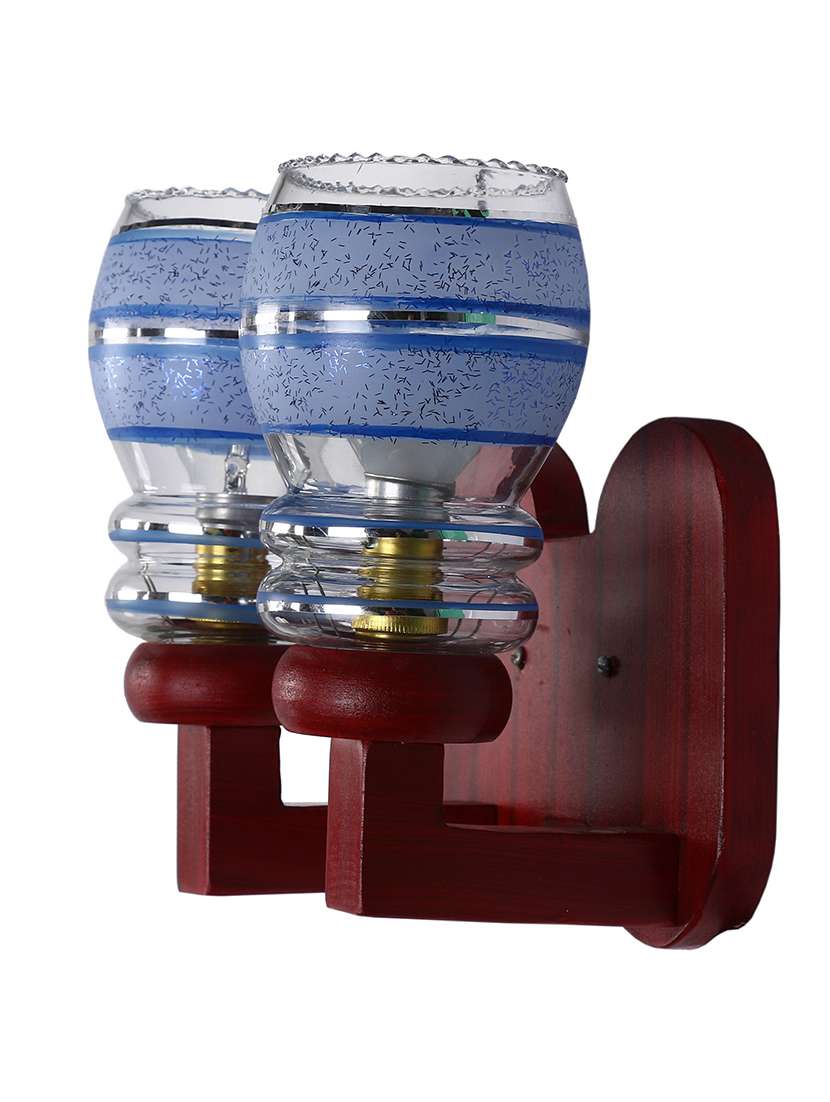 new stylish twins hand decorative colorful glass wall lamp light with royal wooden fitting dn-2wa55 - 18365151 -  Standard Image - 2