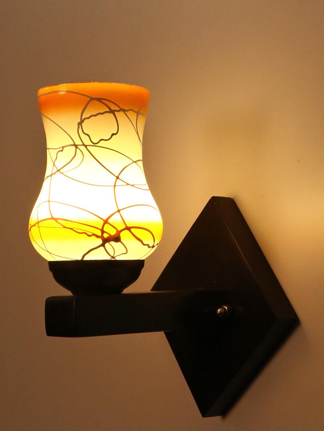 somil flat style designer led sconce wall lamp/ light, 7 watt, yellow, glass, wood, (set of four)-mot145 - 18365182 - Standard Image - 2