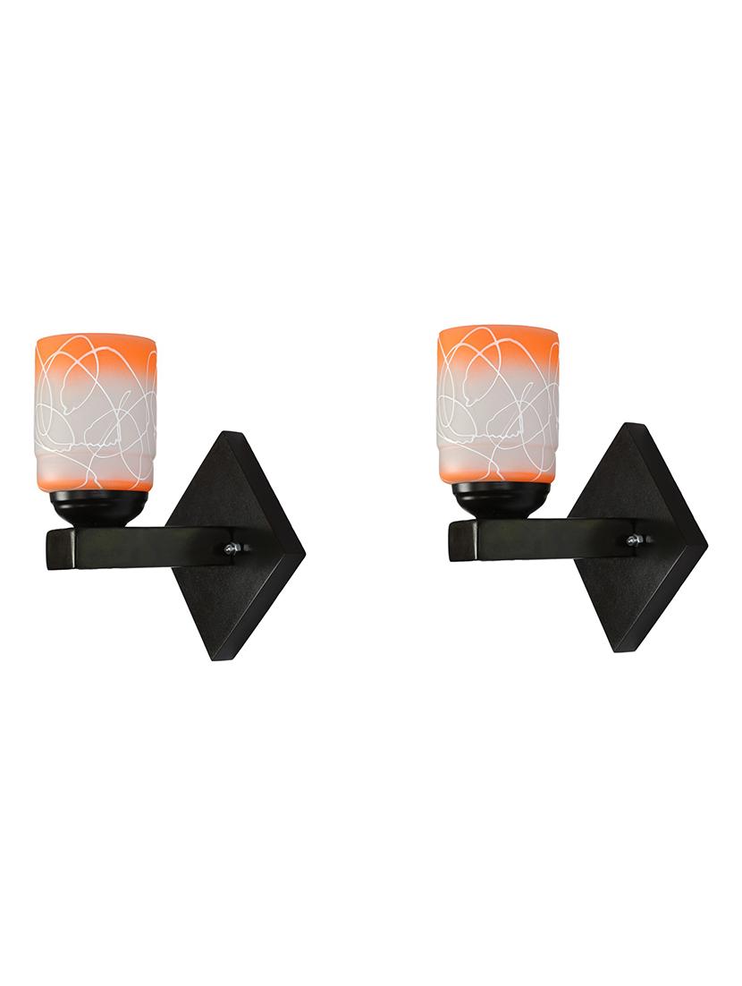 somil flat style designer led sconce wall lamp/ light, 7 watt, yellow, glass, wood, (set of two)-mot70 - 18365344 - Standard Image - 2