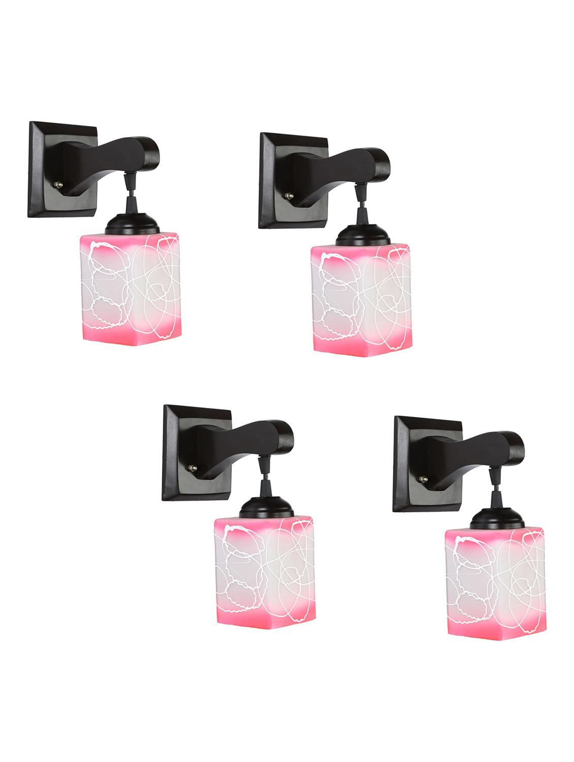 somil pendant decorative led wall lamp/ light, pink, glass, wood, 7 watt (set of 4)-mn70 - 18365446 - Standard Image - 2