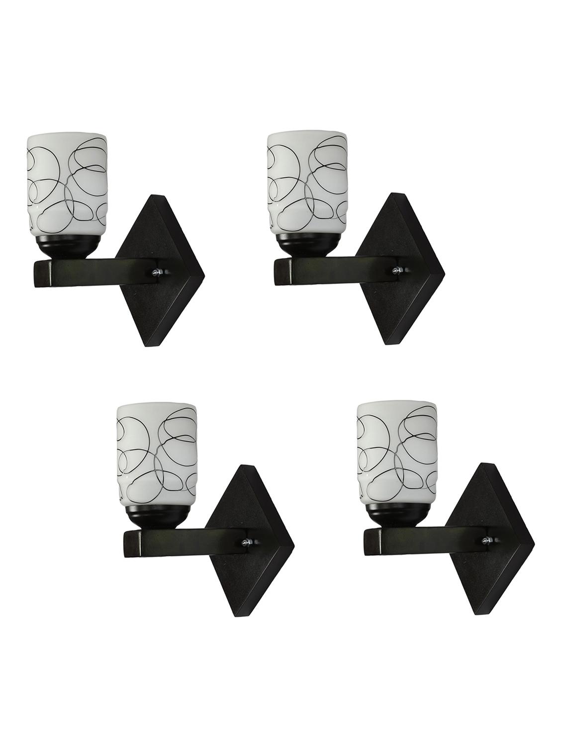 somil flat style designer led sconce wall lamp/ light, 7 watt, yellow, glass, wood, (set of four)-mot150 - 18365483 - Standard Image - 2