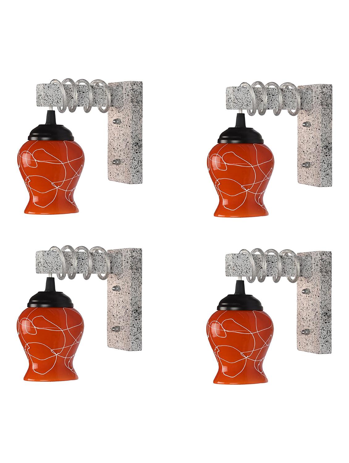 somil designer black white wood pendant wall light / night lamp of colorful glass shade (set of four)-wa76 - 18365486 - Standard Image - 2