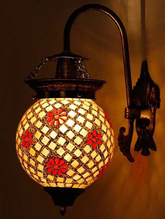 somil attractive royal down to earth metal fitting decorative colorful glass wall lamp-dn17