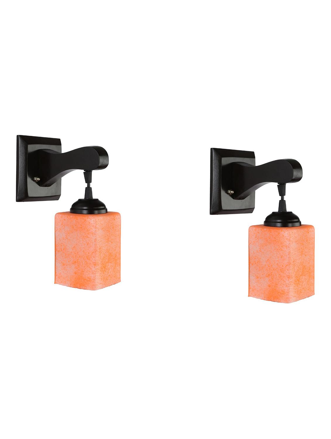 somil pendant decorative led wall lamp/ light, orange, glass, wood, 7 watt (set of 2)-mn30 - 18365547 - Standard Image - 2