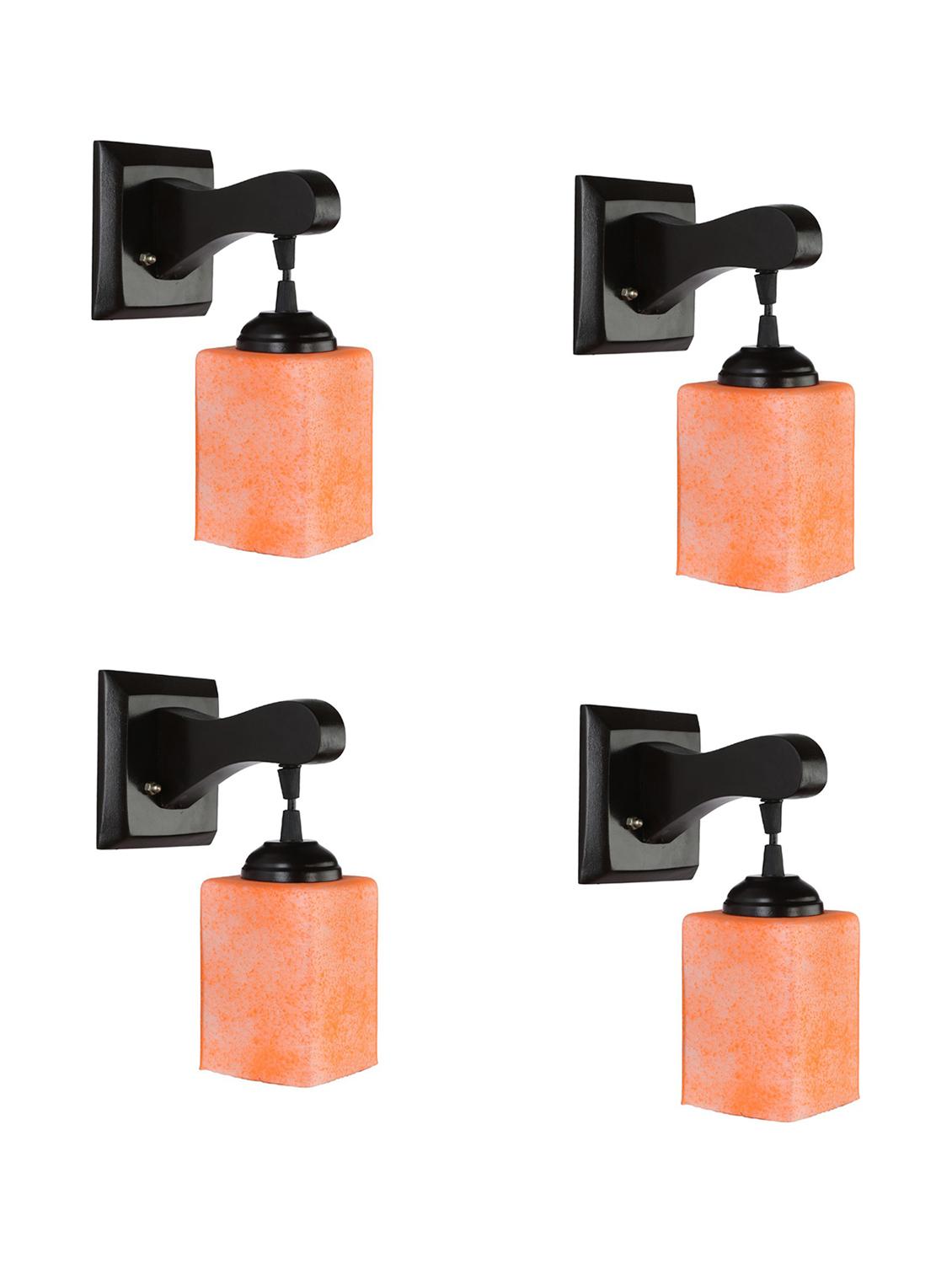somil pendant decorative led wall lamp/ light, orange, glass, wood, 7 watt (set of 4)-mn72 - 18365568 - Standard Image - 2