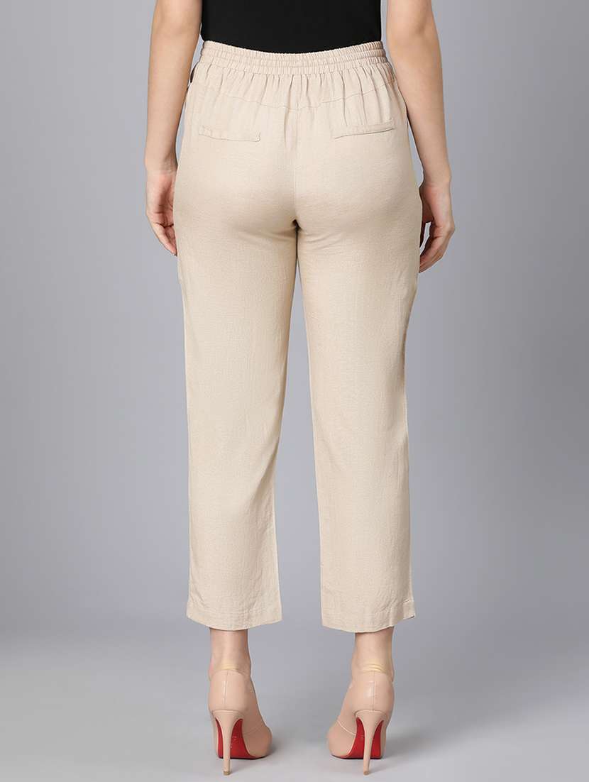 draw-string waist flat front trousers trouser - 18365719 -  Standard Image - 2