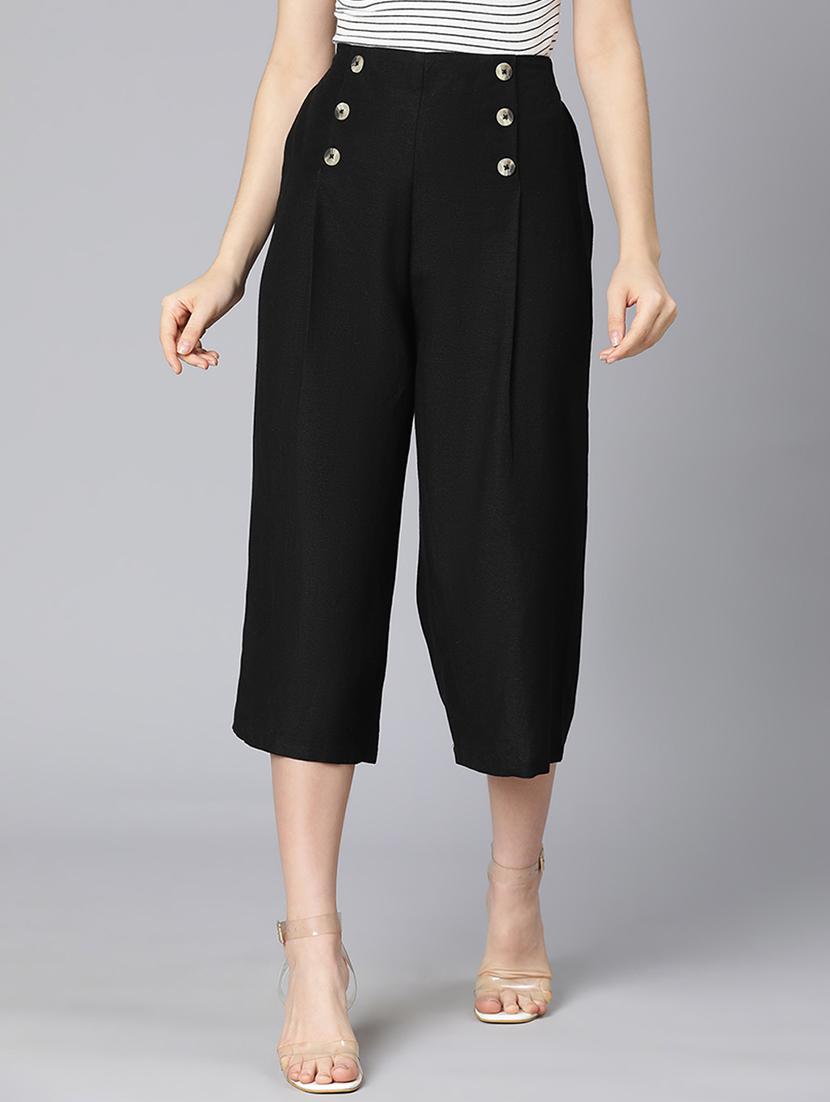 solid black flat front trouser - 18365722 - Zoom Image - 0