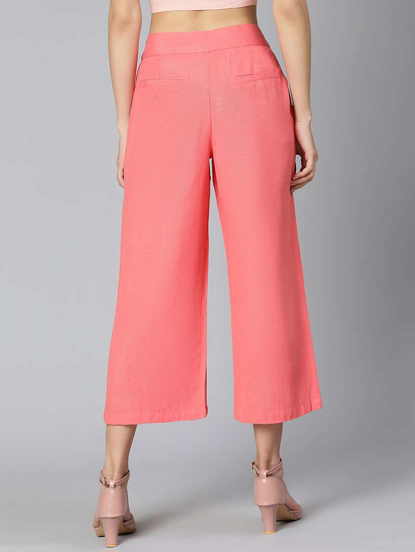solid coral pink flat front trouser - 18365732 -  Standard Image - 2