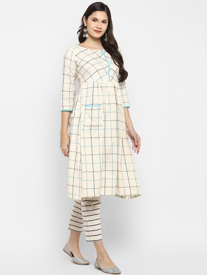 cream cotton kurta pant set - 18366267 - Standard Image - 2