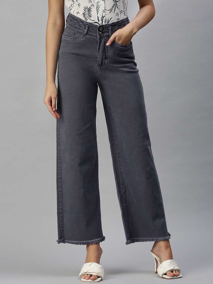 women's plain wide leg jeans