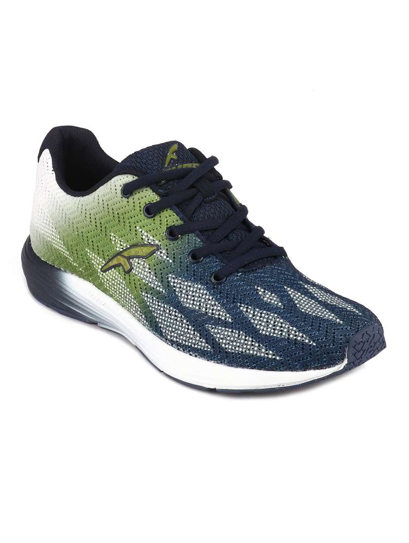 blue lace-up sports shoes