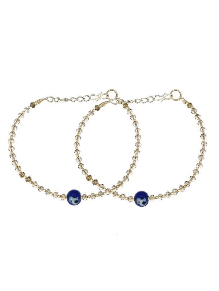 yellow crystal anklets and payal