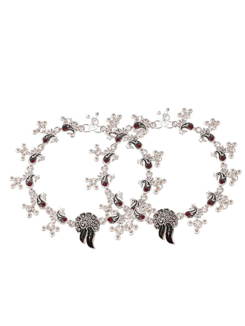 silver brass anklets and payal