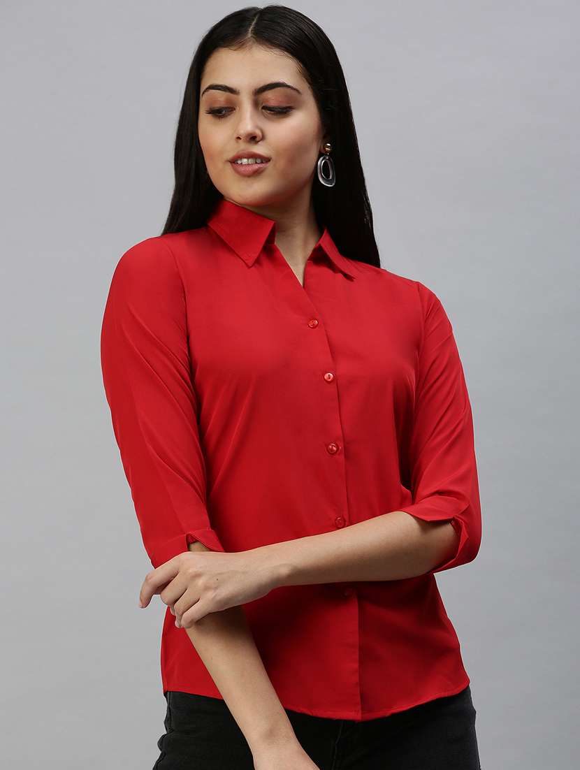 three quarter sleeved solid casual shirt