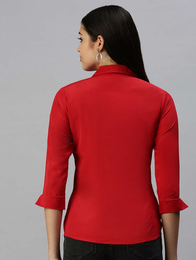 three quarter sleeved solid casual shirt - 18367690 -  Standard Image - 2
