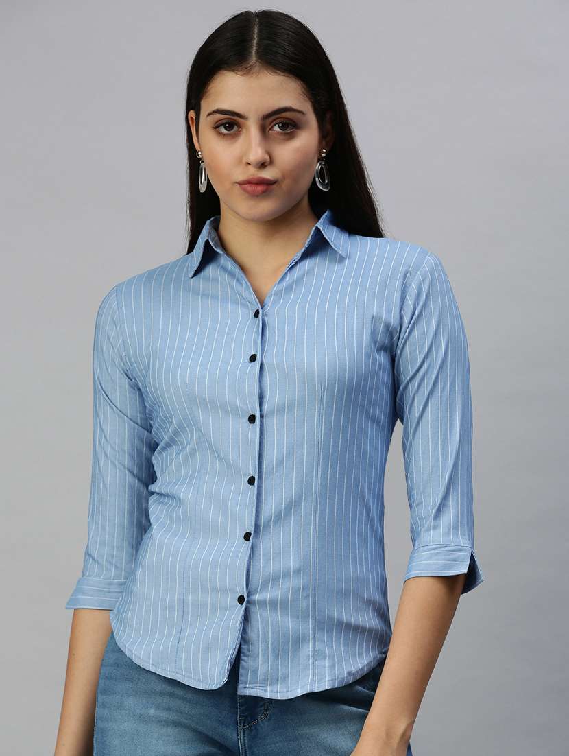 three quarter sleeved striped regular shirt