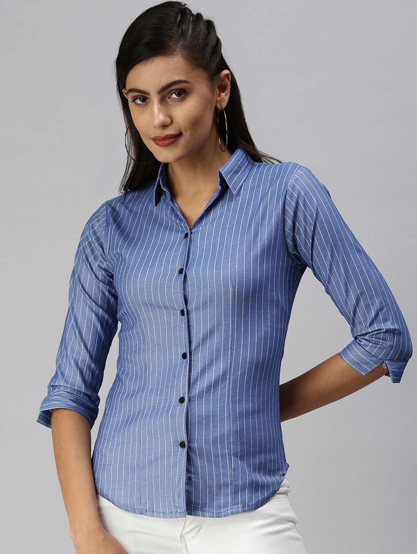 three quarter sleeved striped regular shirt